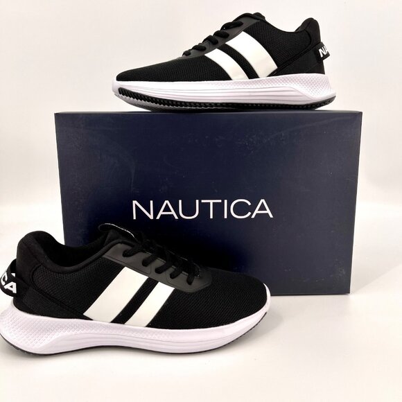 Nautica Other - Nautica Manalapin Athletic Sneakers Size 7 Black White Lace-Up Mesh